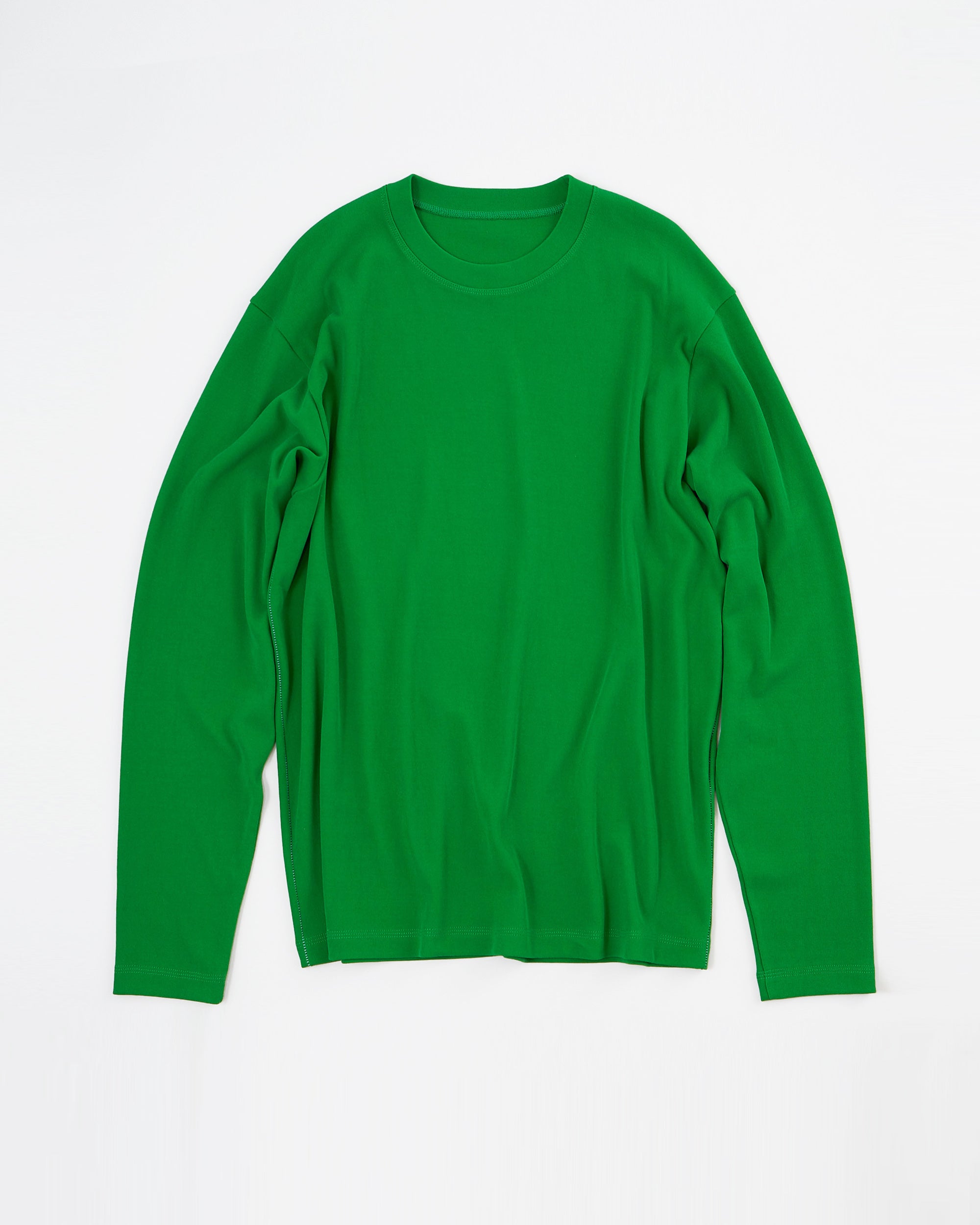 [w] COTTON SMOOTH LONG T SHIRTS / GREEN